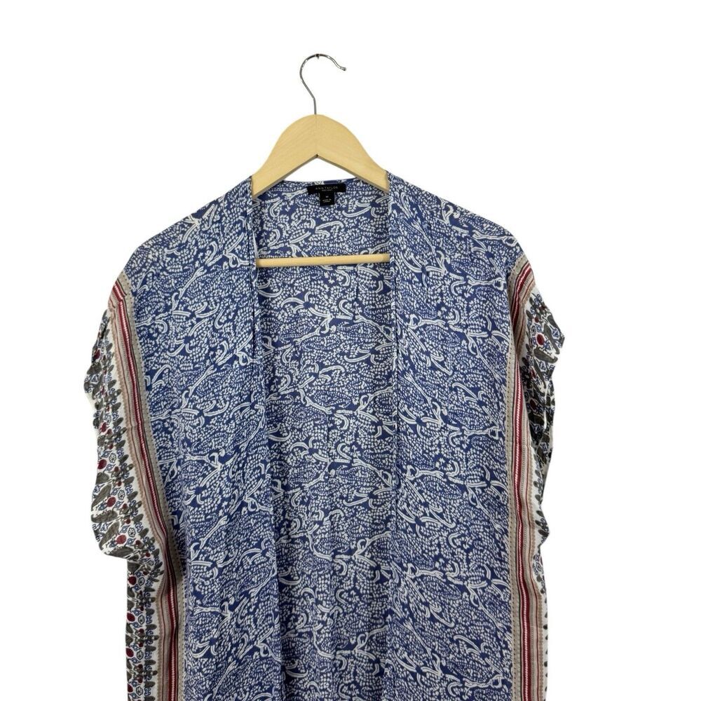 Ann Taylor Medium Duster Top Boho Open Front Short Sleeve Lightweight Womens - Picture 6 of 10